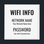Aimant WiFi Details Simple Noir Typographique Blanc<br><div class="desc">Un moyen pratique de garder vos détails WiFi toujours à la main pour les visiteurs à votre maison,  avec ce Magnet pour votre réfrigérateur,  avec la typographie noire simpliste sur un arrière - plan blanc. Personnalisez facilement vos informations réseau et votre mot de passe.</div>