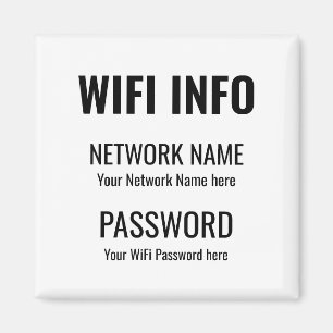 Aimant WiFi Details Simple Noir Typographique Blanc