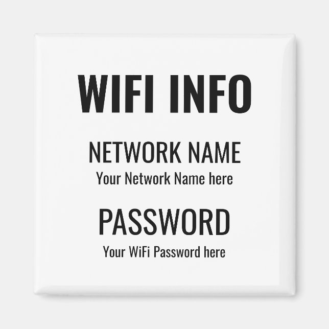 Aimant WiFi Details Simple Noir Typographique Blanc (Devant)