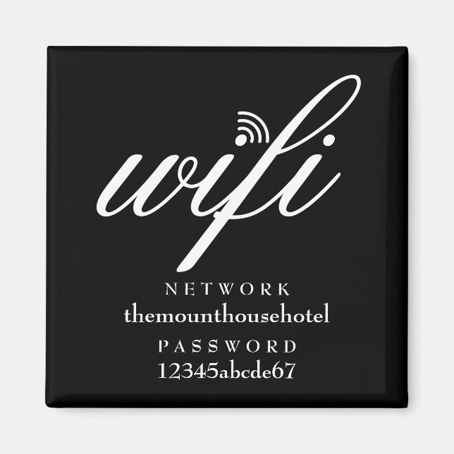 Aimant Wifi Network and Password Sign (Devant)
