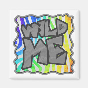 Aimant Wild Me Zebra Rainbow et White Print