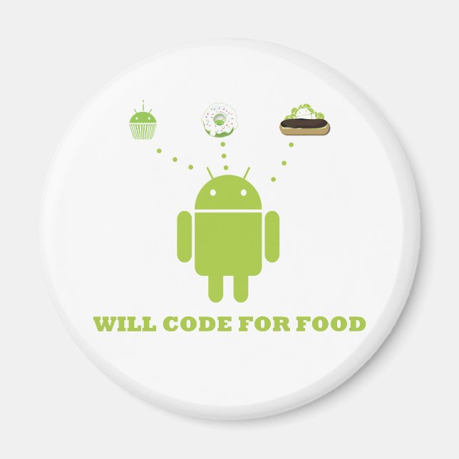 Aimant Will Code For Food (Développeur Logiciel Android) (Devant)