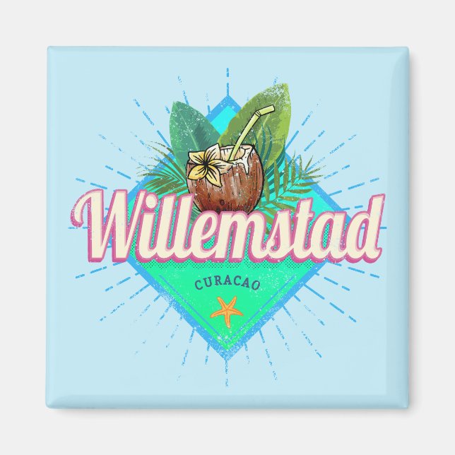 Aimant Willemstad Curacao Vacances Caraïbes Vintages (Devant)