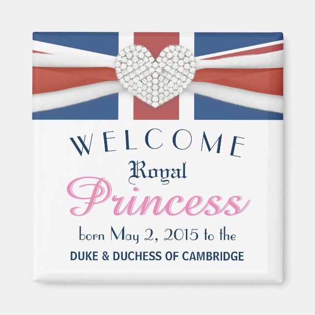 Aimant William & Kate - Cadeau commémoratif Royal Baby (Devant)