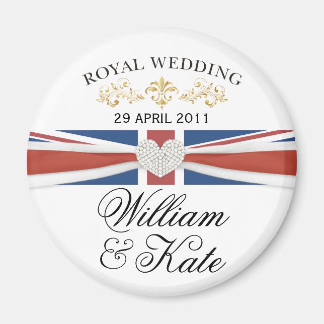 Aimant William & Kate - Mariage royal cadeau commémoratif (Devant)