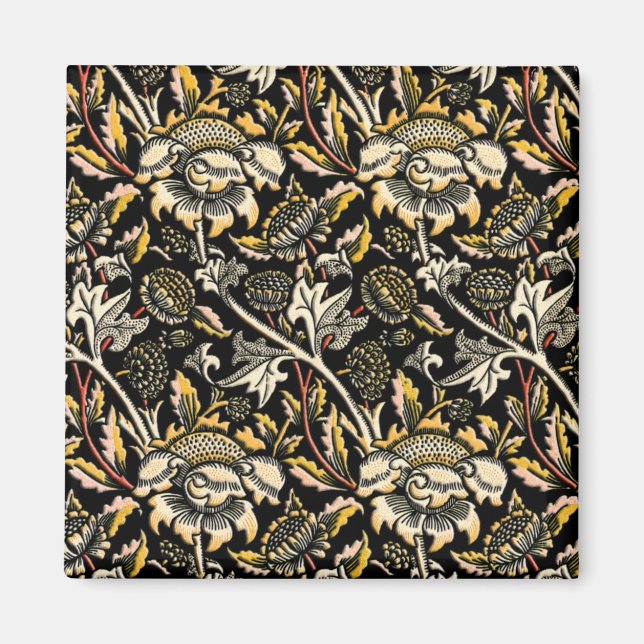 Aimant William Morris arabesque floral foncé (Devant)