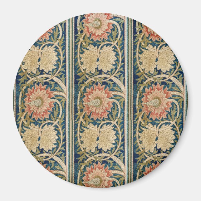 Aimant William Morris Fleurs Roses Broderie de Soie Antiq (Devant)