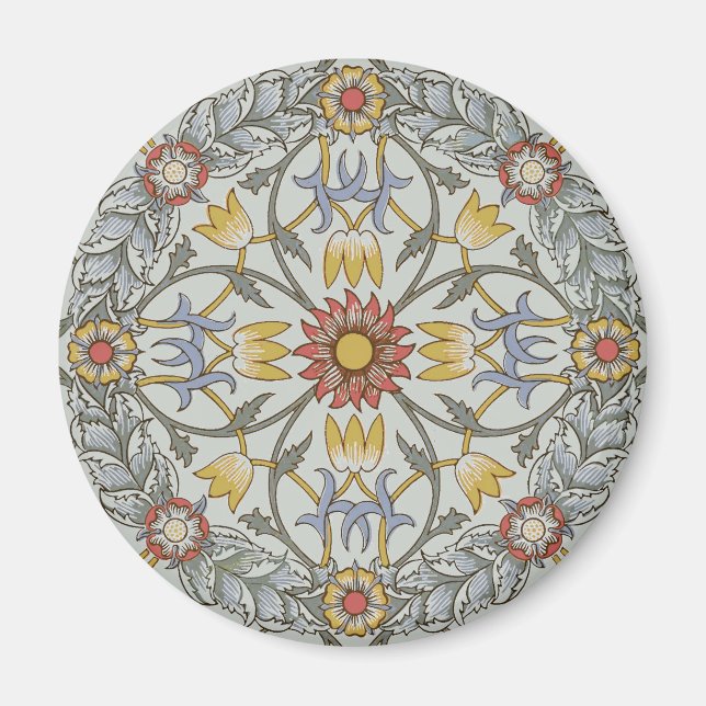 Aimant William Morris Floral Circle Flower Illustration (Devant)