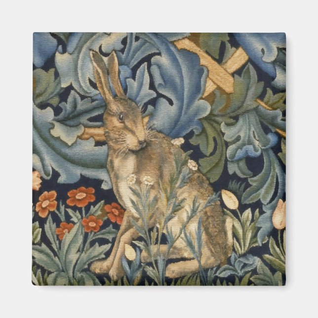 Aimant William Morris Forest Rabbit Floral Art (Devant)