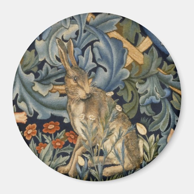 Aimant William Morris Forest Rabbit Floral Art (Devant)