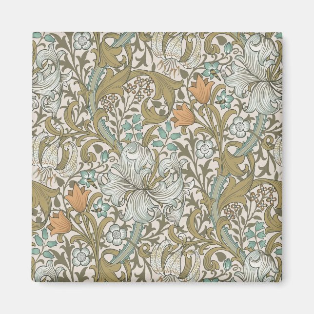 Aimant William Morris Lys Bleu Doré Classique (Devant)