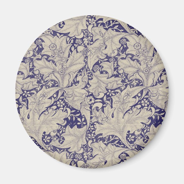 Aimant William Morris Motif Giroflée Bleu Antique (Devant)
