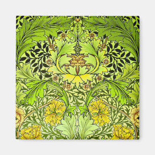 Aimant William Morris Papier peint jaune et vert Floral