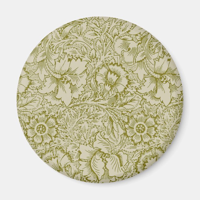 Aimant William Morris Poppy Classic Floral Green (Devant)