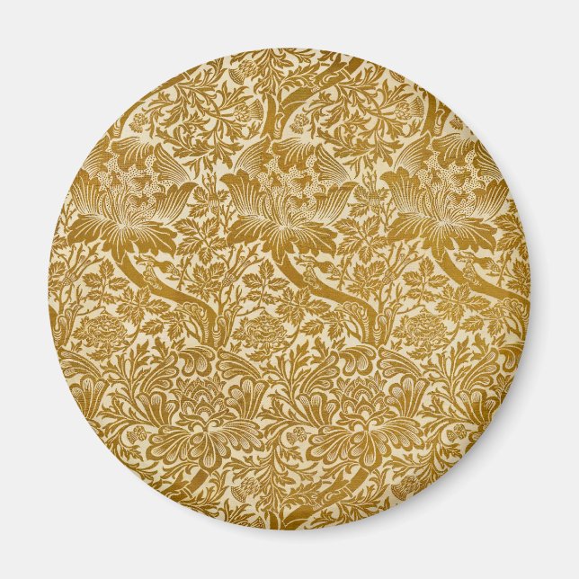 Aimant William Morris Rose & chardon Floral Golden (Devant)