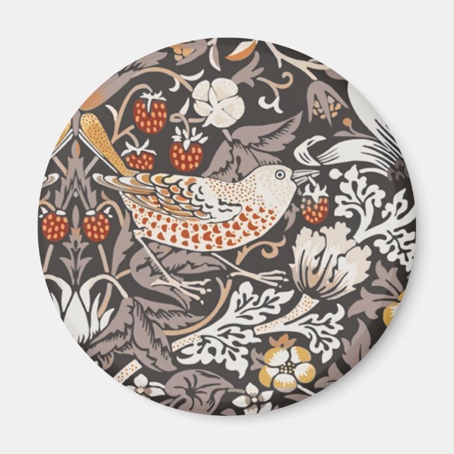 Aimant William Morris Strawberry Thief Charbon de bois Oc (Devant)