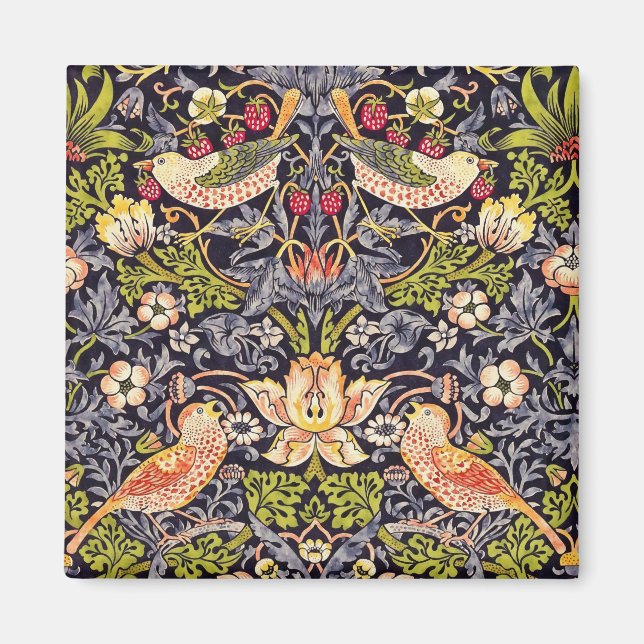 Aimant William Morris Strawberry Thief Floral Art nouveau (Devant)