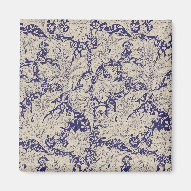 Aimant William Morris Wallflower bleu damas floral (Devant)