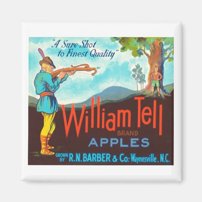 Aimant William Tell Apples Étiquette Vintage Crate (Devant)