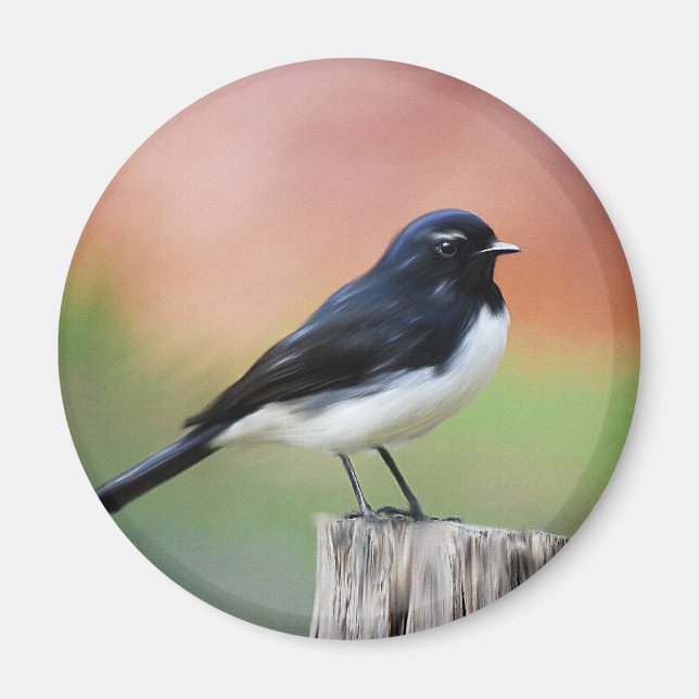 Aimant Willy Wagtail - Australian Bird Art (Devant)