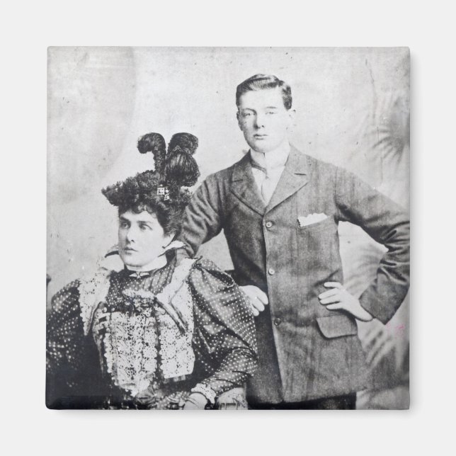 Aimant Winston Churchill avec sa mère 2 (Devant)