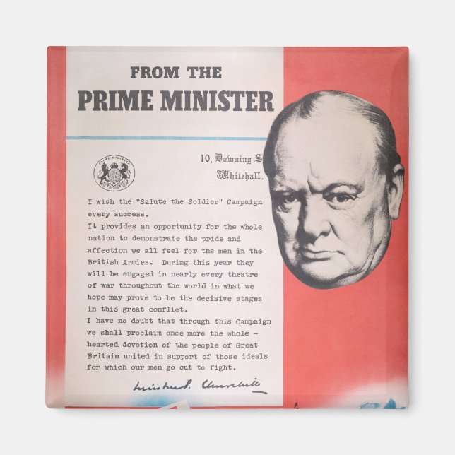 Aimant Winston Churchill, Réimpression d'une affiche brit (Devant)