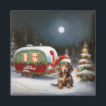 Aimant Winter Dachshund Caravan Christmas Adventure<br><div class="desc">Laissez-vous tenter par la magie d'une nuit d'hiver enneigée alors qu'une caravane glisse gracieusement à travers le paysage illuminé par la lune. La beauté sereine de la neige scintillante et l'éclat enchanteur de la lune créent une scène captivante, promettant une aventure de Noël inoubliable remplie de chaleur, de joie et...</div>