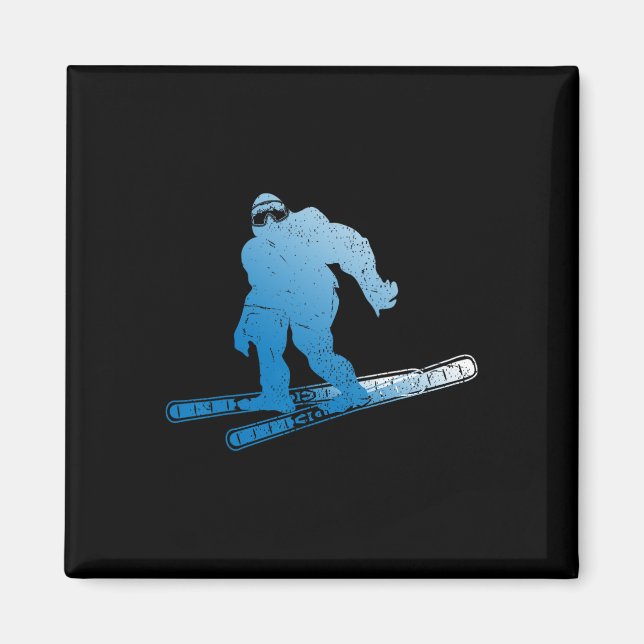 Aimant Winter Skiing Sasquatch Ski Cryptid Cryptozoology  (Devant)