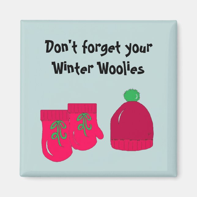Aimant Winter Woolies - Mitaines et Toque (Devant)