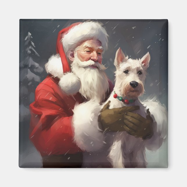 Aimant Wire Fox Terrier Père Noël Noël Festif (Devant)
