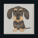 Aimant Wirehaired Dachshund | Cute Cartoon Dog Teckel<br><div class="desc">A fun fridge magnet for wire haired Dachshund lovers. Wirehaired wild boar and tan colored Teckel. Visit Jenn's Doodle World for even more accessories for home and office with this funny dog and more original wiener dog designs.</div>