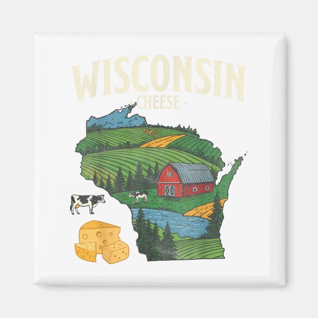 Aimant Wisconsin Cheese State Pride Farm Dairy Lover Gift (Devant)