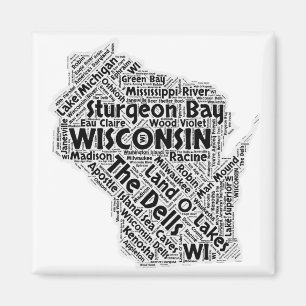 Aimant Wisconsin State Word Cloud