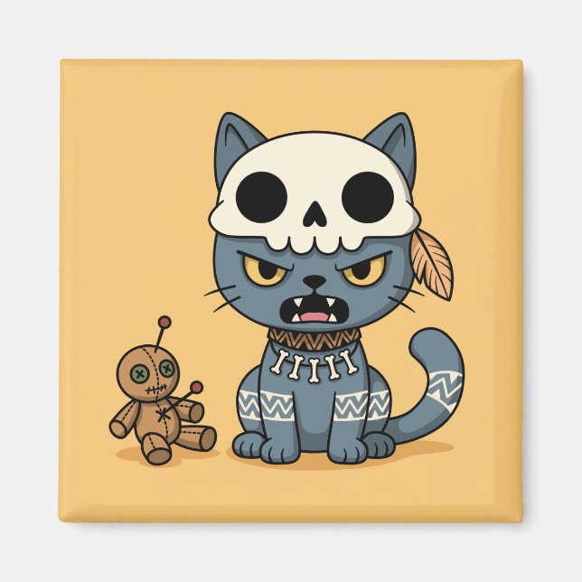 Aimant Witch Cat Voodoo Doll Yellow (Devant)