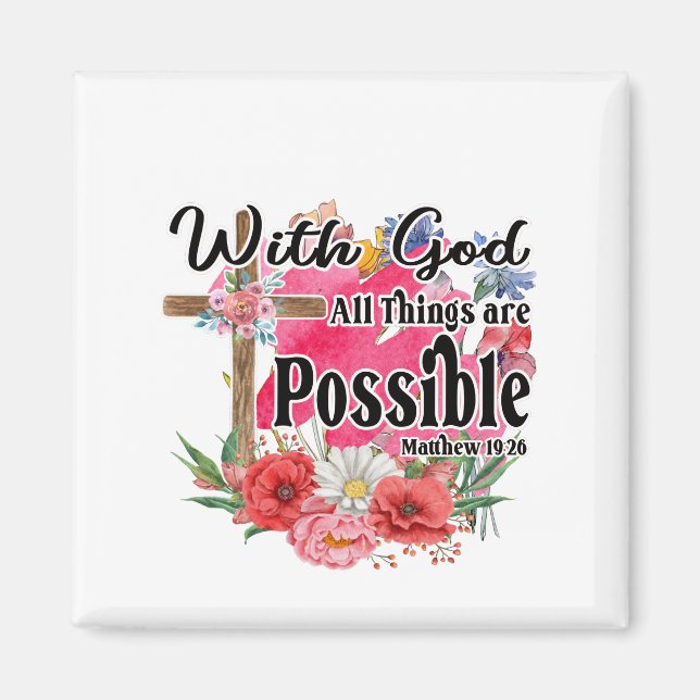 Aimant With God All Things Are Possible Christian Bible  (Devant)
