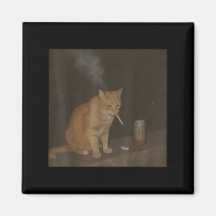 Aimant Wizard Cigarette Kitten Drôle Fumer Cat Meme Bra
