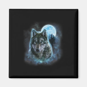 Aimant Wolf Icy Moon Galaxy Chasse Gris Gris Loups Pour