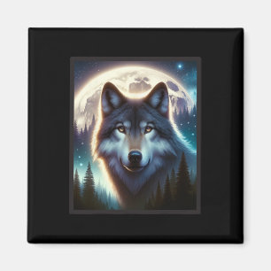Aimant Wolf Icy Moon Galaxy Chasse Gris Gris Loups Pour