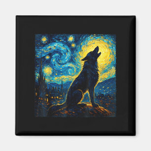 Aimant Wolf Starry Night HowHowling Lune Dons Drôle Pour