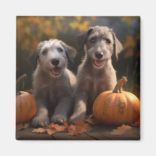 Aimant Wolfhound Chiot Automne Citrouille de plaisir
