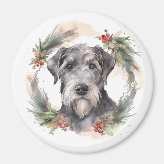 Aimant Wolfhound Festive Wreath (Devant)