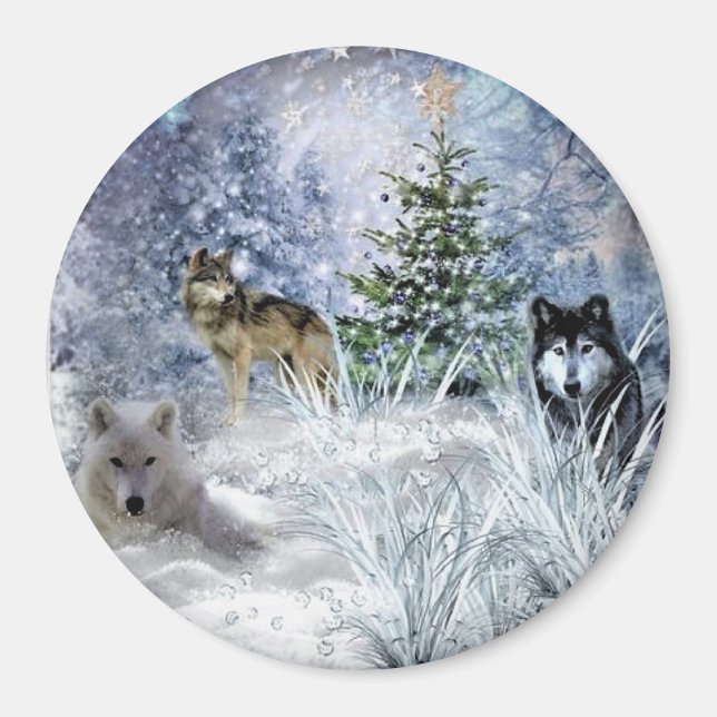 Aimant Wolves at Christmas a Winter Wonderland  Fridge  (Devant)