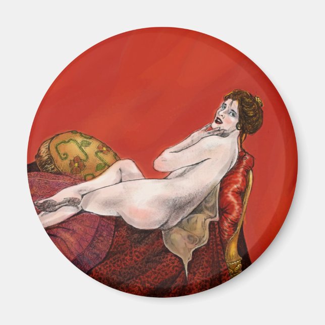 Aimant Woman on Red Sofa (Devant)