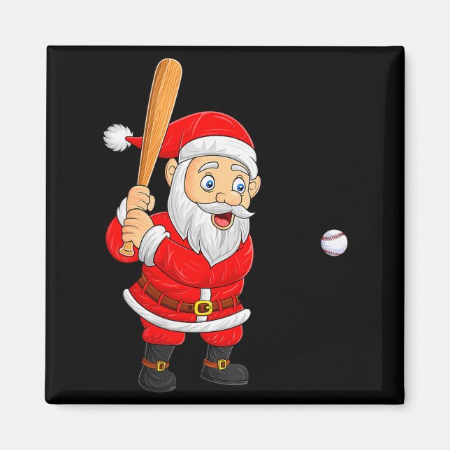 Aimant Womens Christmas Santa Playing Baseball Xmas Funny (Devant)