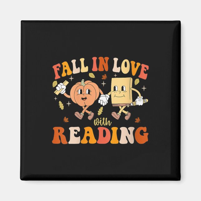 Aimant Womens Groovy Fall In Love With Reading Thanksgivi (Devant)