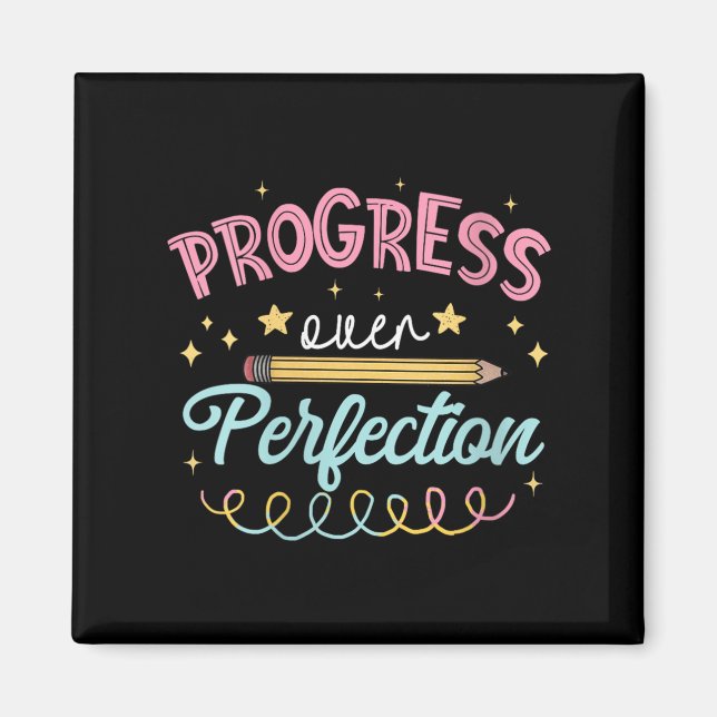 Aimant Womens Progress Over Perfection Motivational Teach (Devant)