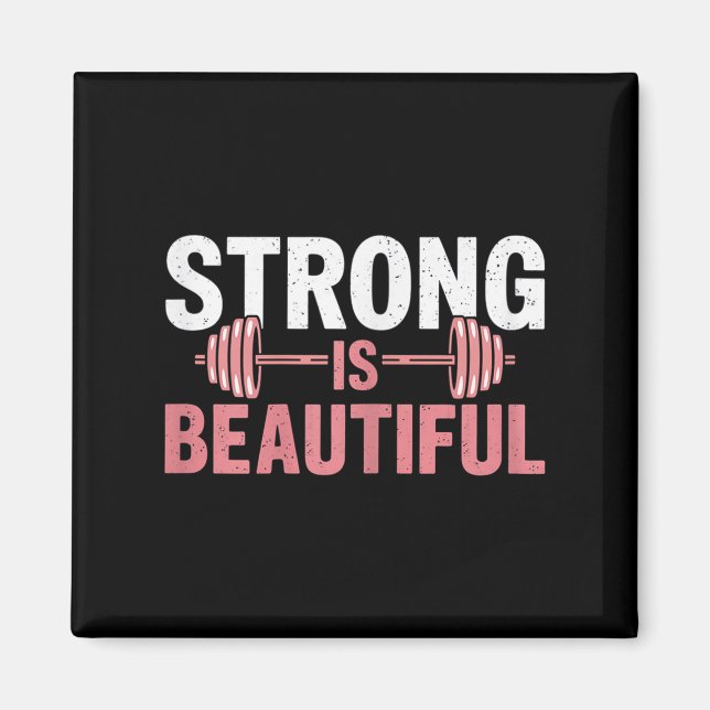 Aimant Womens Strong Is Beautiful Gym Fitness Motivationa (Devant)
