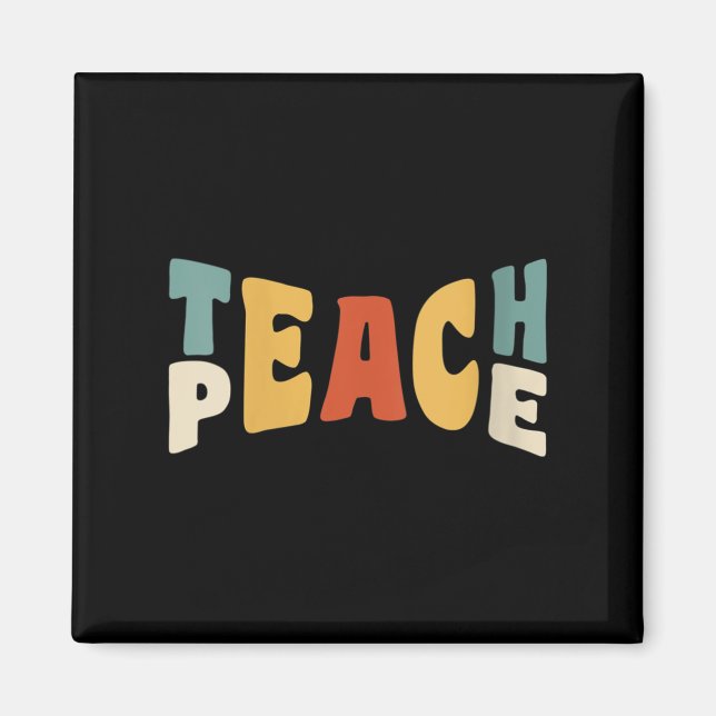 Aimant Womens Teach Peace Retro Teacher Motivational Educ (Devant)