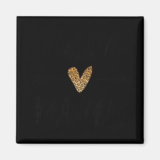 Aimant Womens Twin Mama Mothers Day Funny Leopard New Mom (Devant)