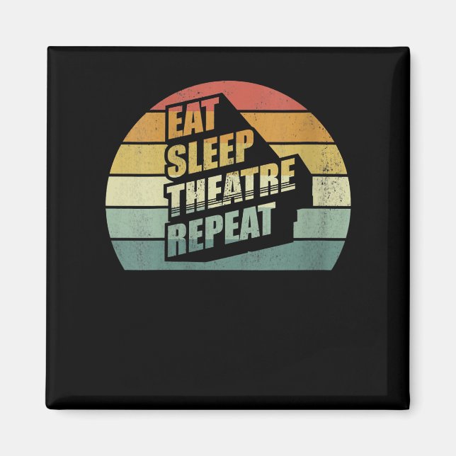Aimant Women's Vintage Retro Eat Sleep Theater Repeat (Devant)
